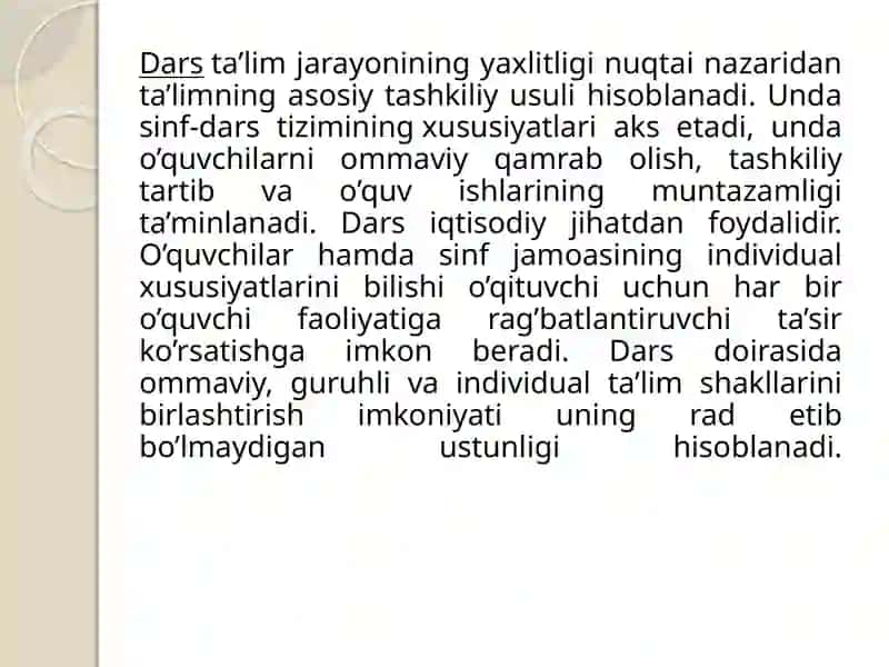 Darsnitashkiletish,amaliyot va nazariya birligi (Dars konspekti, dars ishlanmalarining yozilish tartiblari) 2