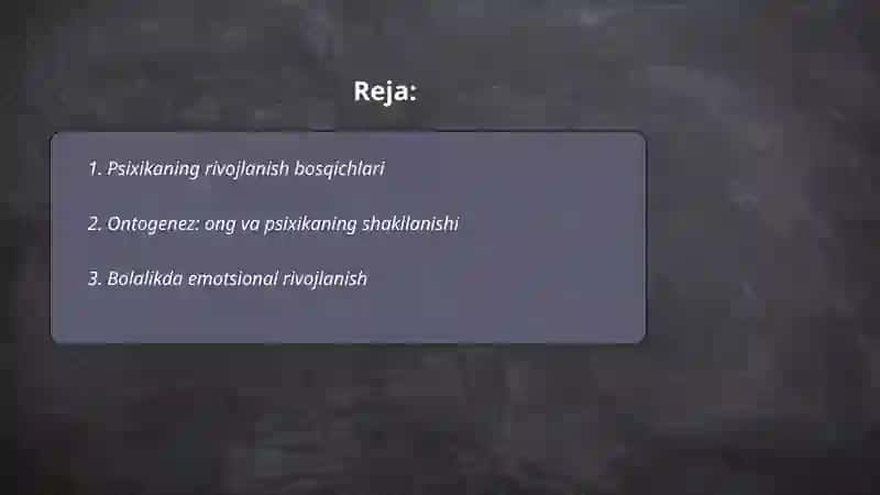 Psixika va ongning taraqqiyoti 2