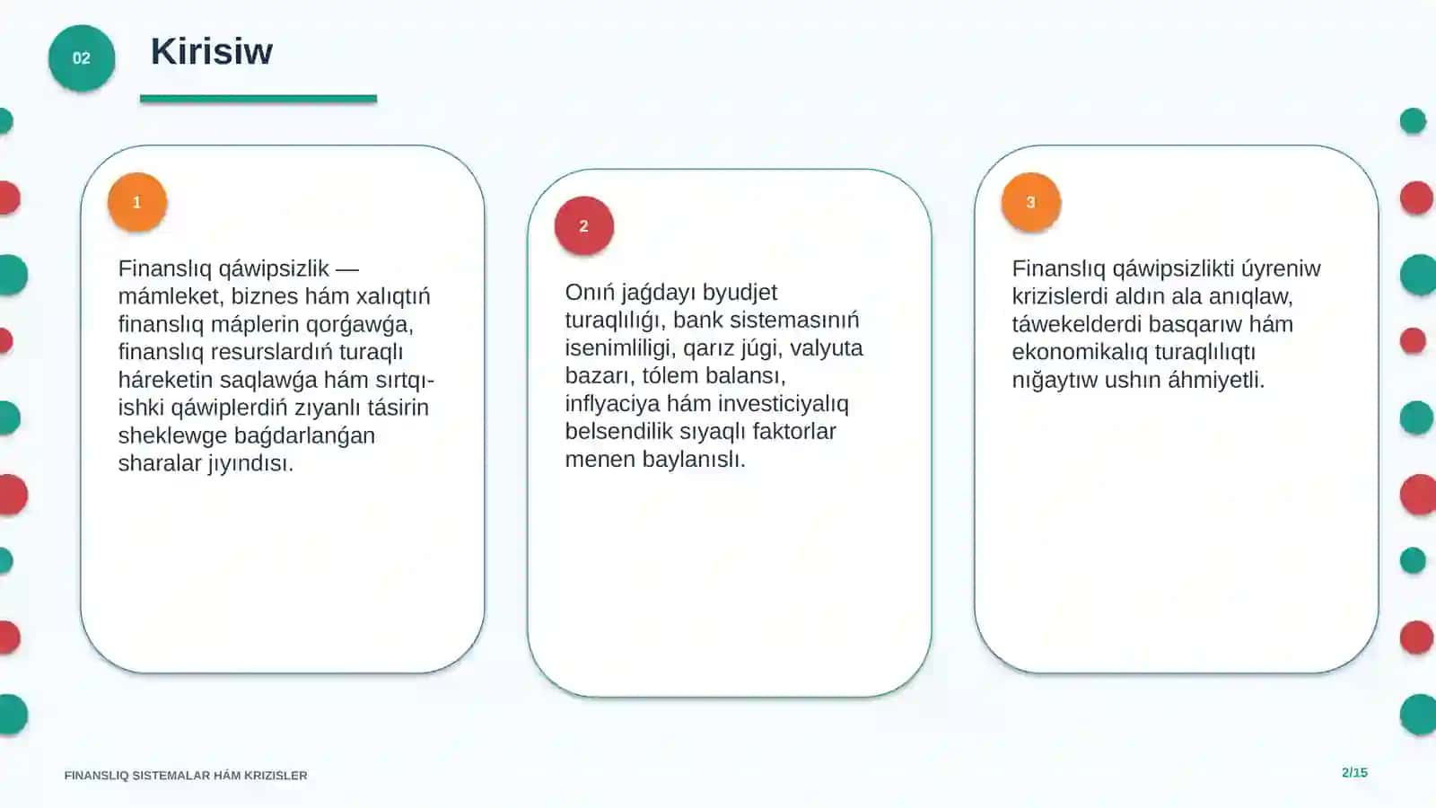 FINANSLIQ SISTEMALAR HÁM KRIZISLER 2