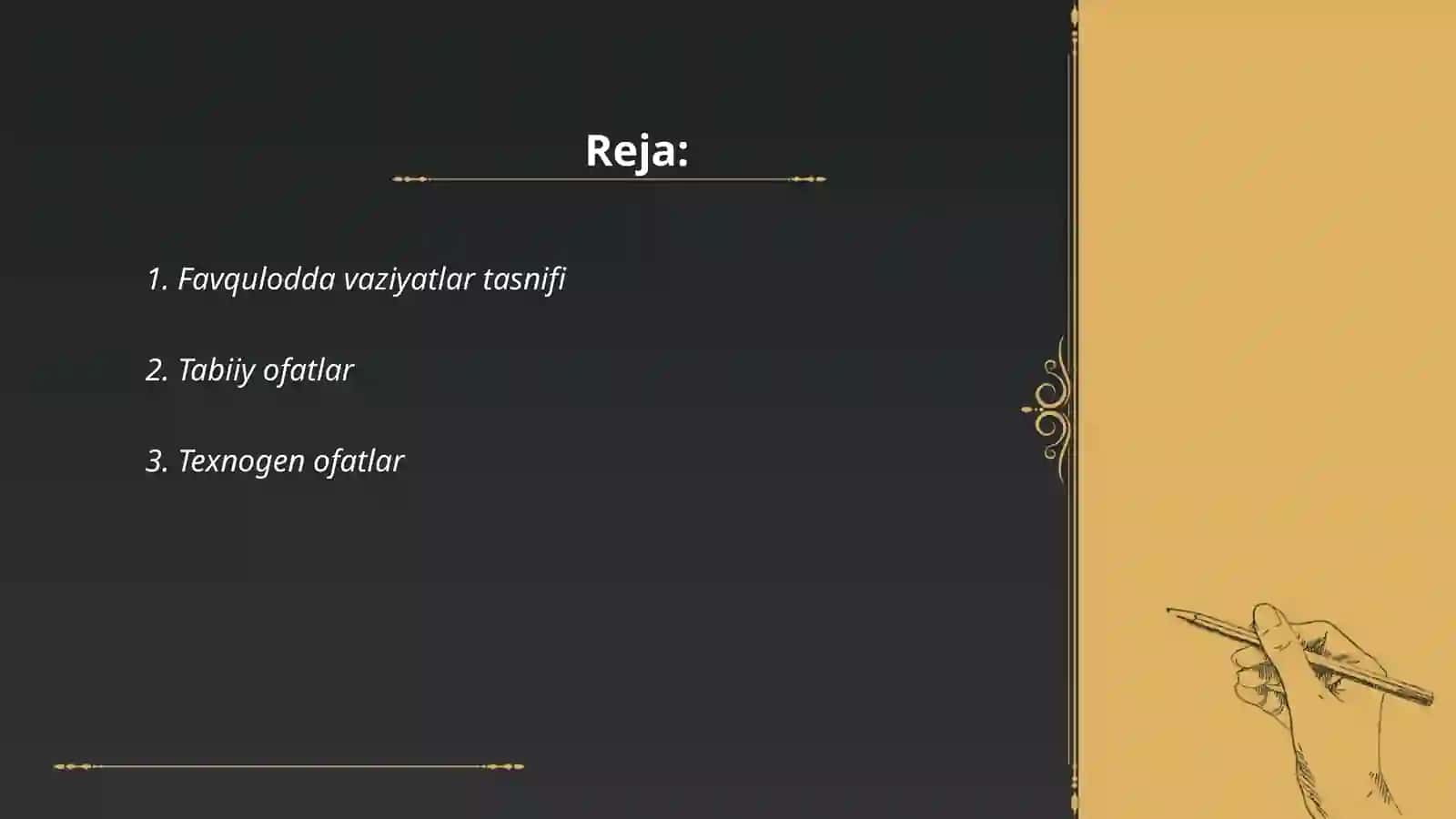 Favqulotda vaziyatlar tasnifi tafsifi va ularning hususiyatlari 2