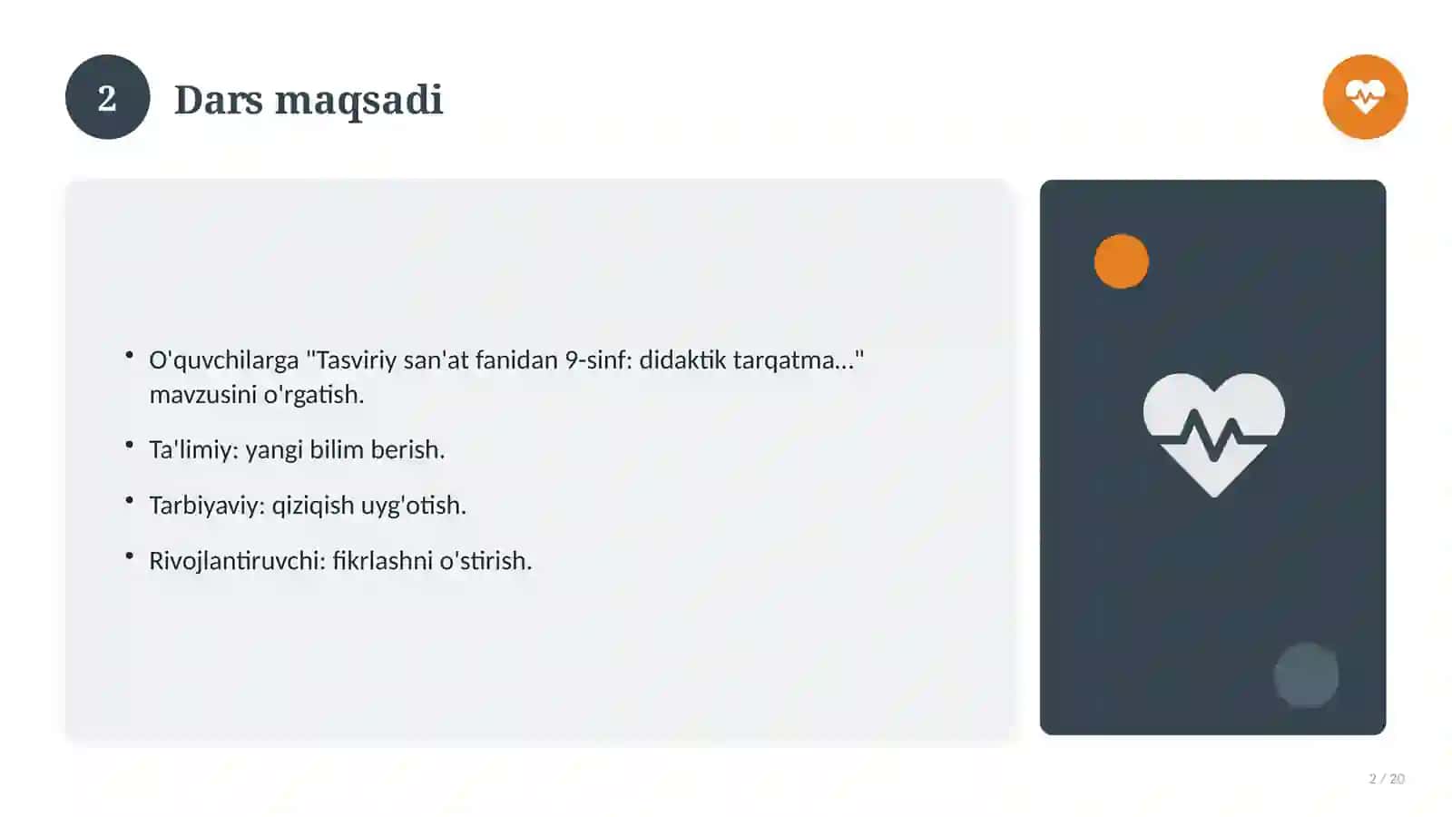 Tasviriy san'at fanidan 9-sinf: didaktik tarqatma materiallar 2