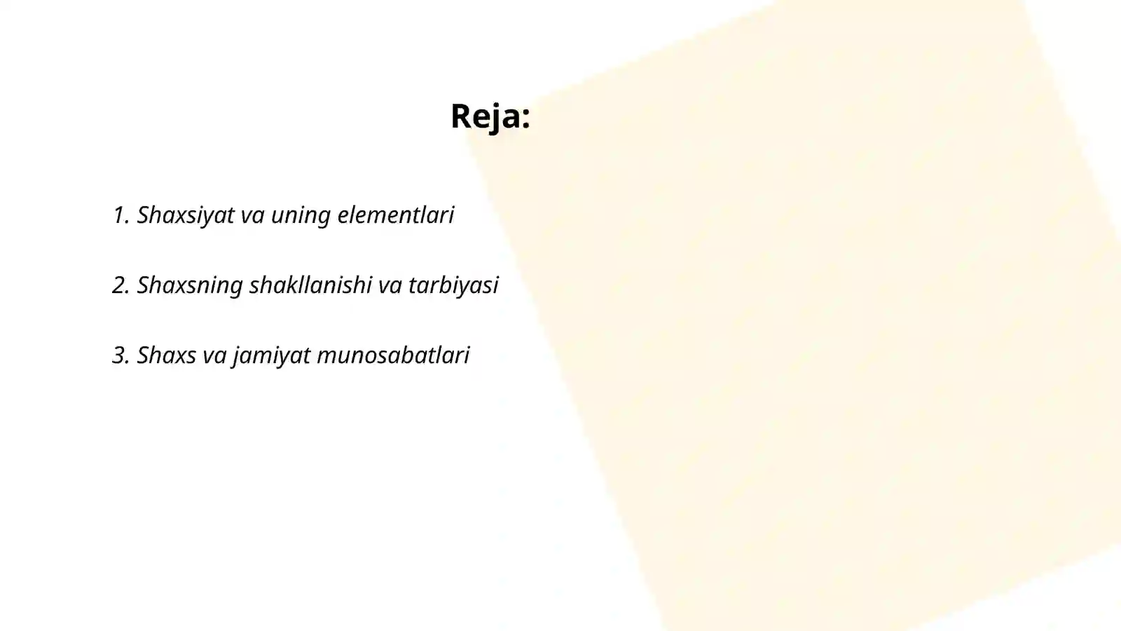 Shaxsiyat va uning elementlari 2