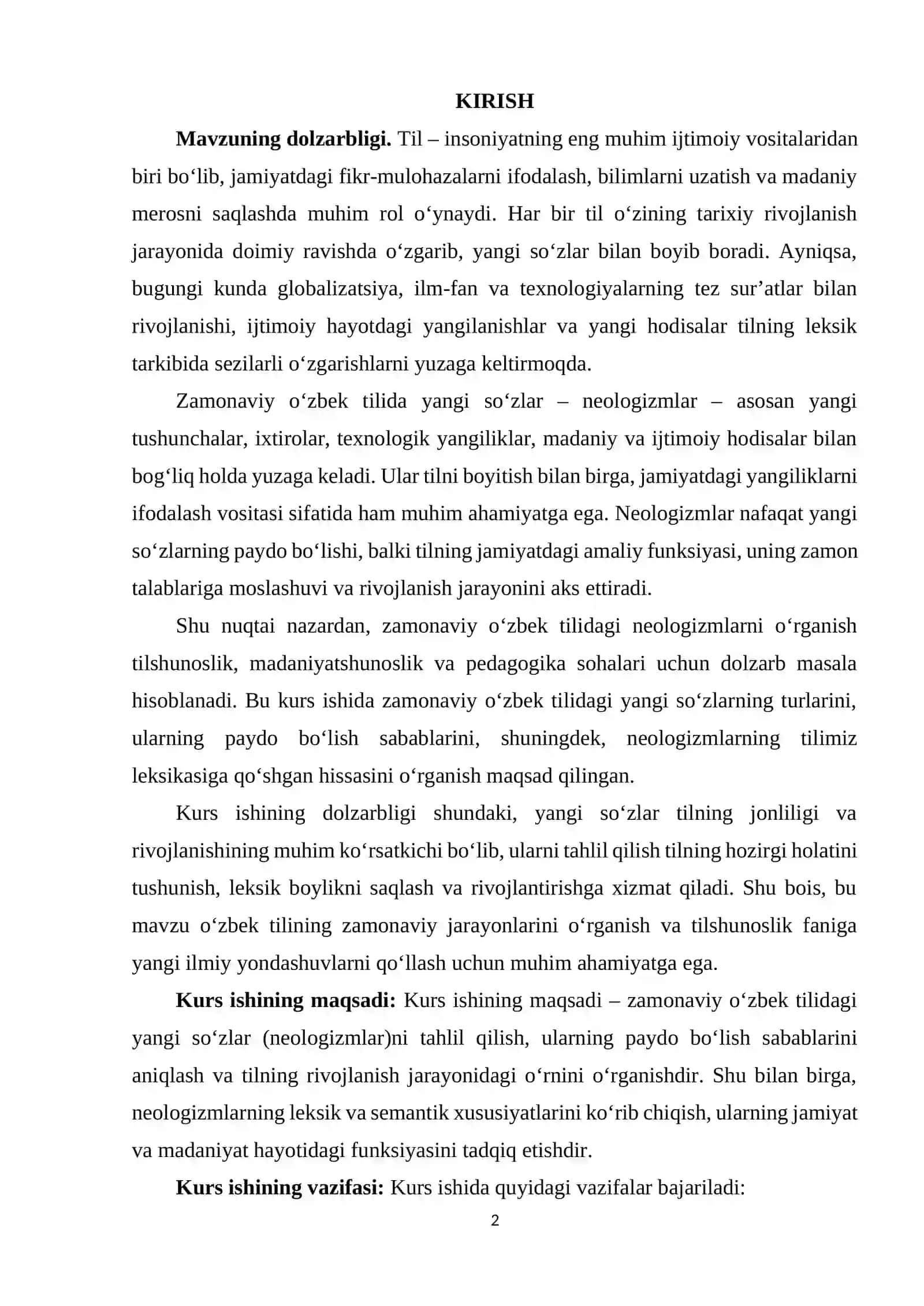 ZAMONAVIY O'ZBEK TILIDA YANGI SO'ZLAR (NEOLOGIZMLAR) VA ULARNING PAYDO BO'LISH SABABLARI 2