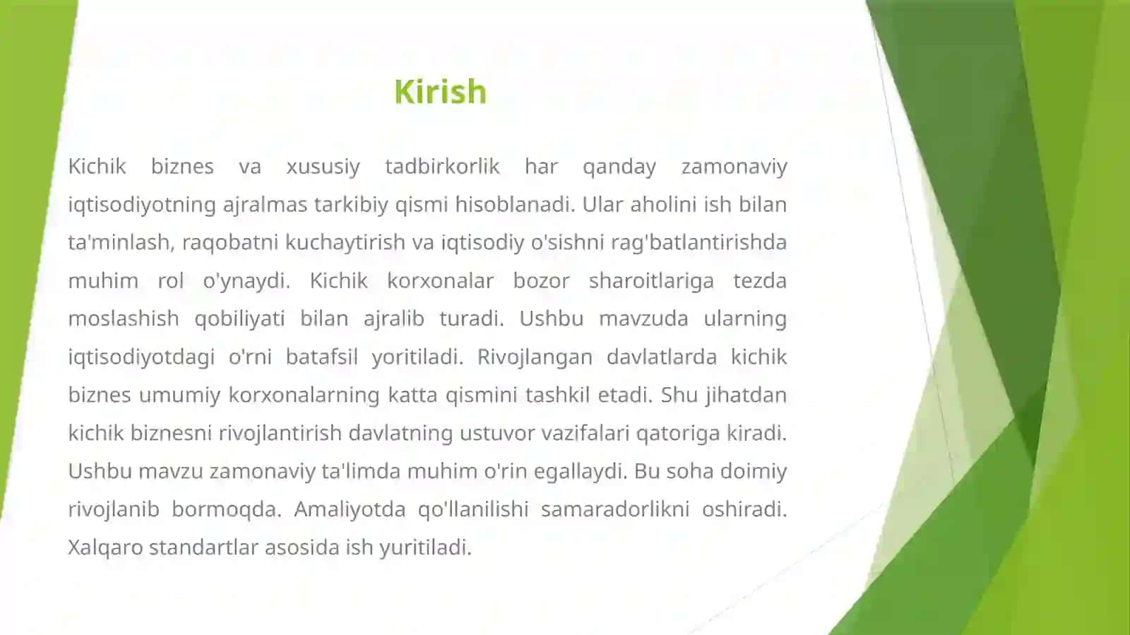 KICHIK BIZNES VA XUSUSIY TADBIRKORLIKNING IQTISODIYOTDAGI AHAMIYATI 2
