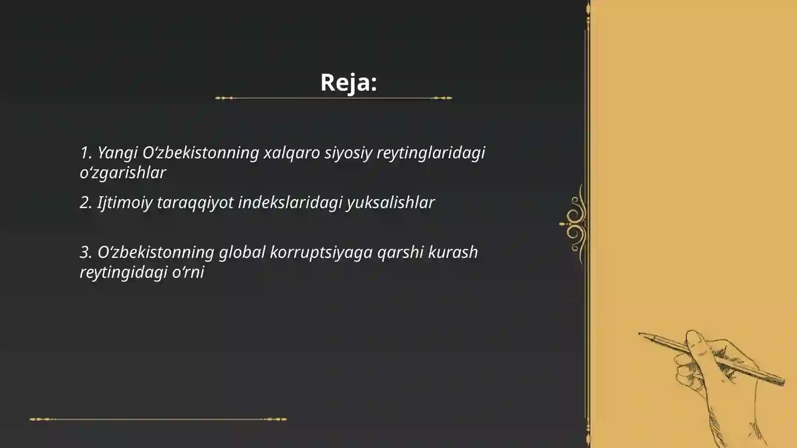 Yangi O‘zbekiston ijtimoiy-siyosiy, iqtisodiy va madaniy hayotida roʻy berayotgan oʻzgarishlarning xalqaro reyting va indekslarda aks etishi 2