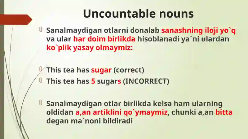 Countable and Uncountable nouns 2