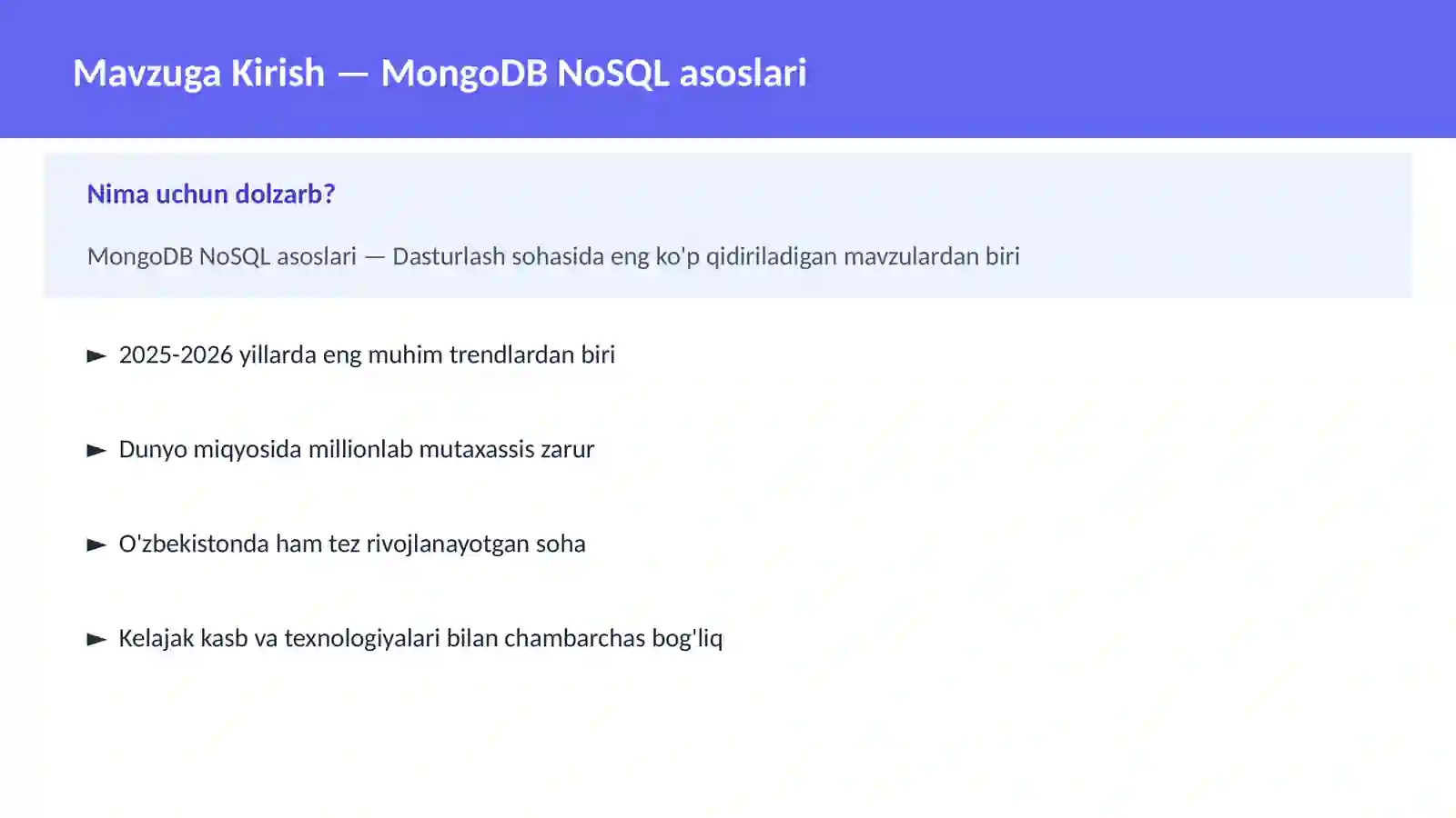 MongoDB NoSQL asoslari 2