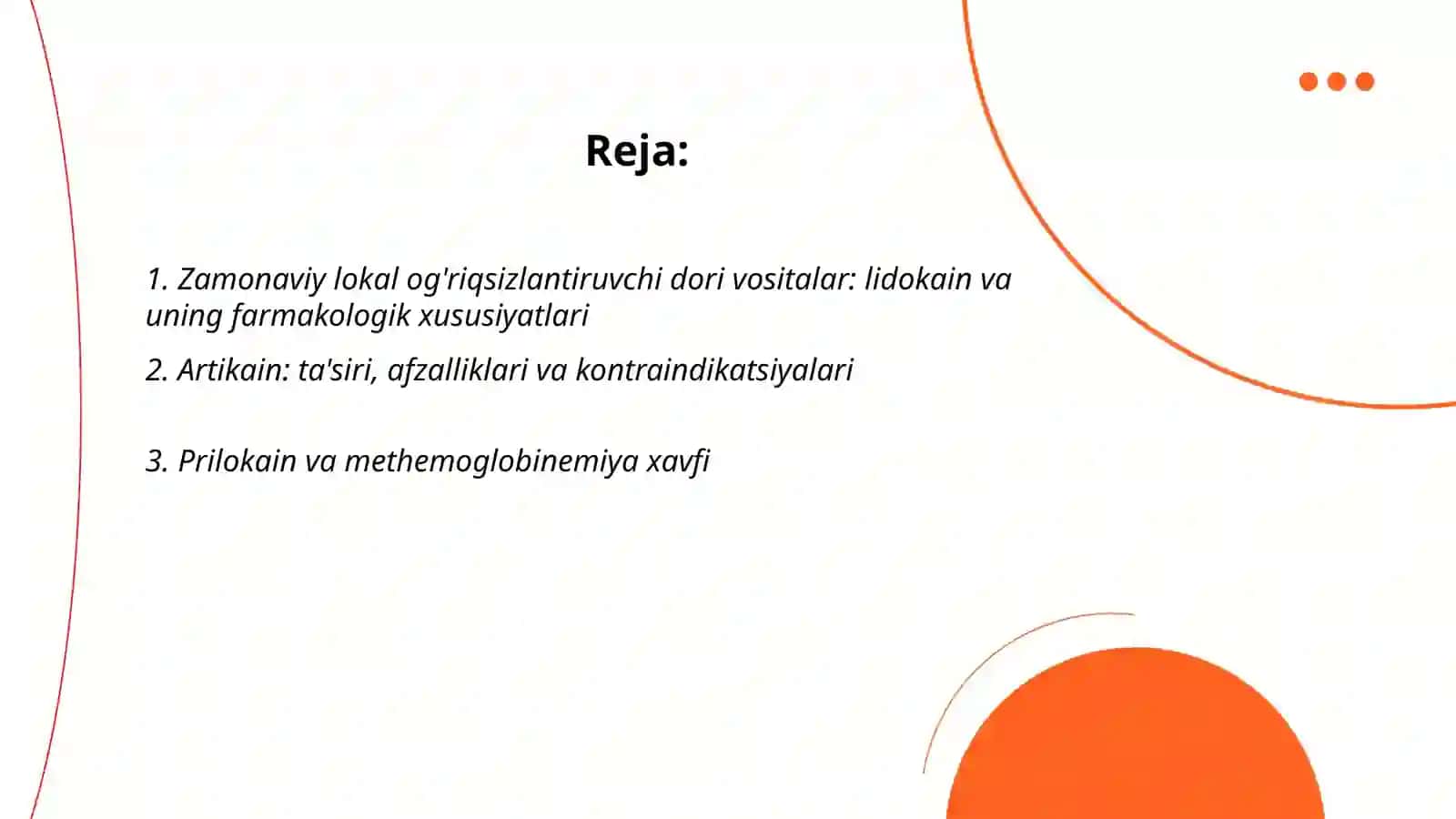 zamonaviy og'riqsizlantiruvchi dori vositalar va ularning xarakteristikasi 2