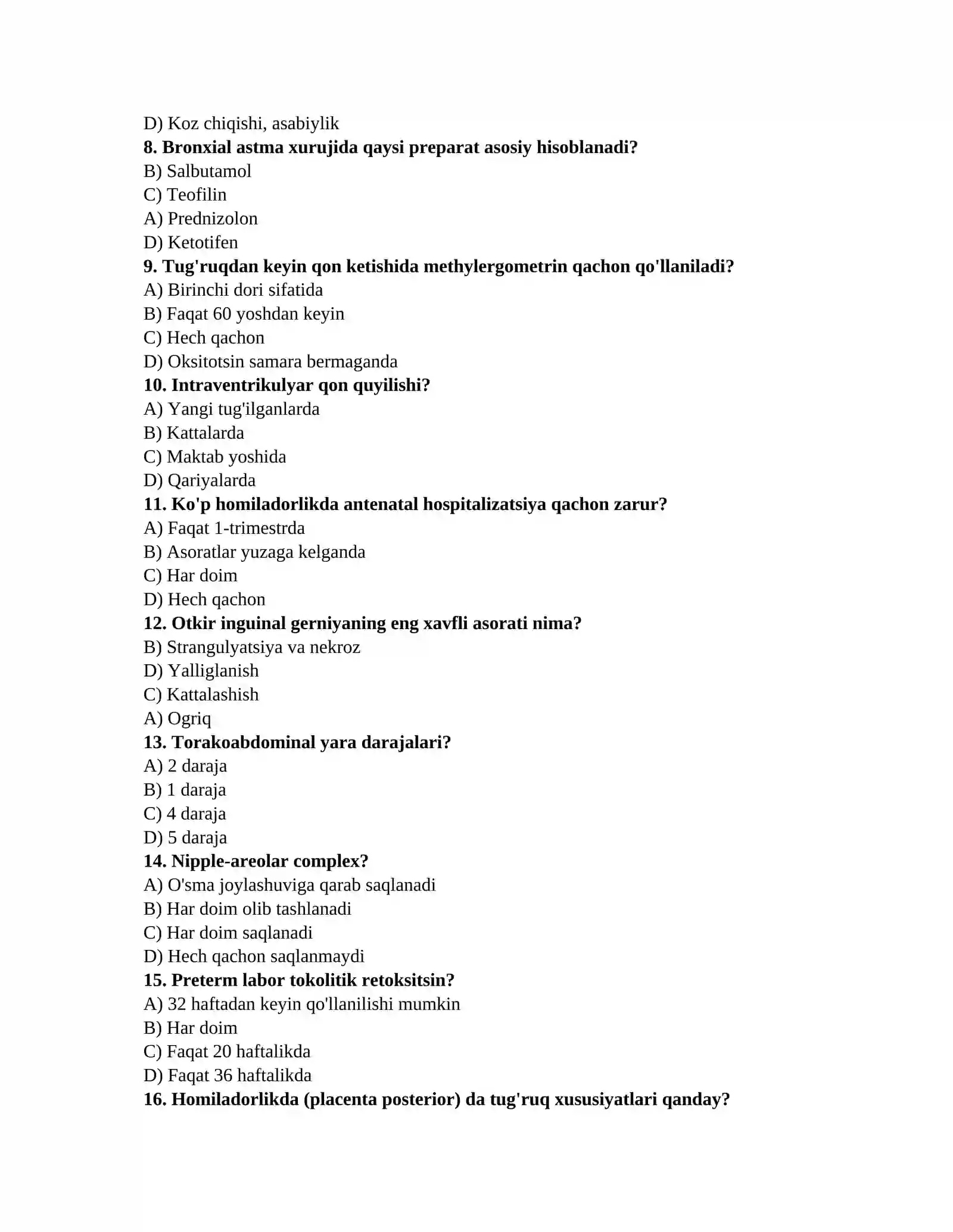 Ichki kasalliklar savollari 2
