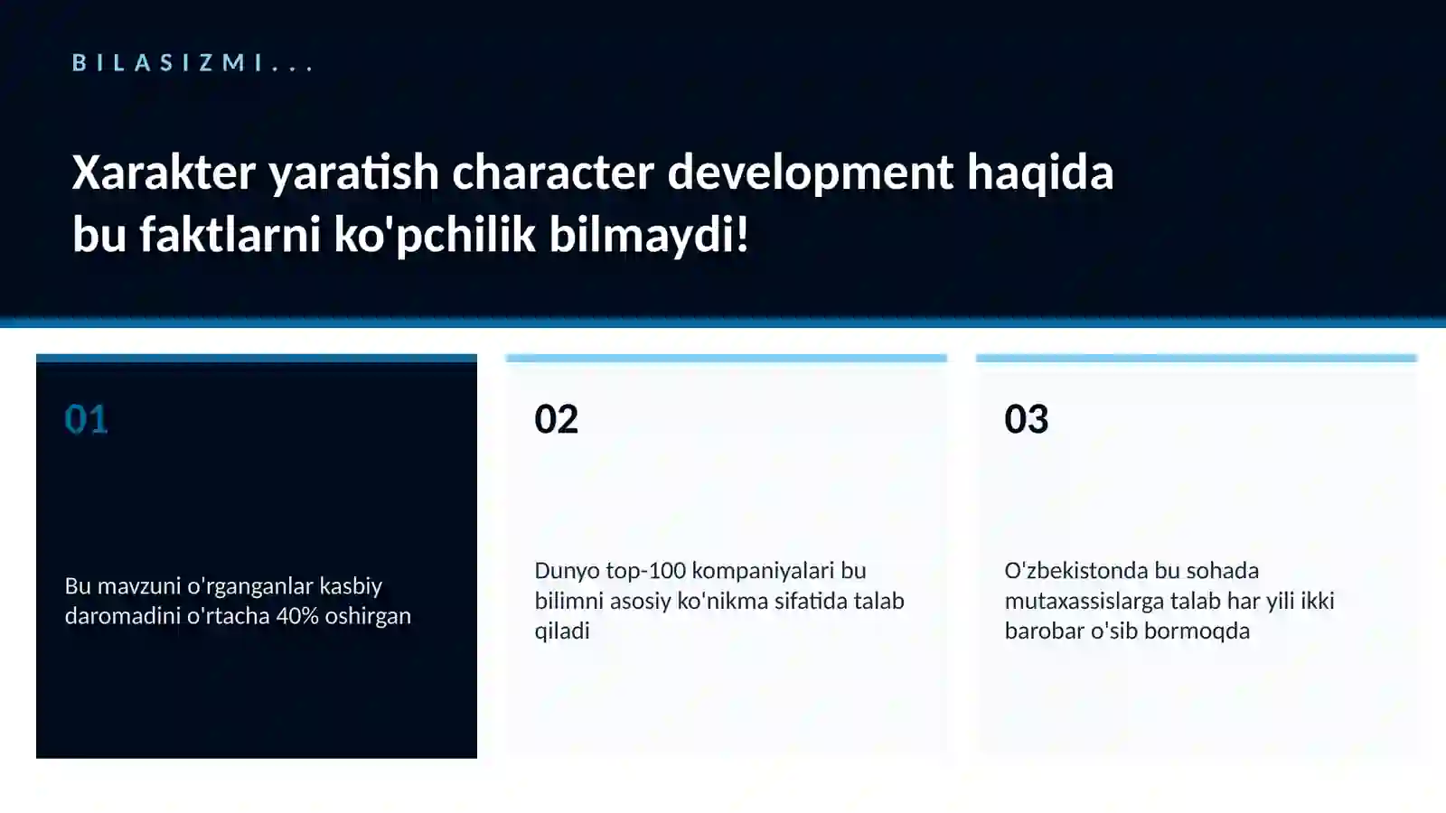 Xarakter yaratish character development 2
