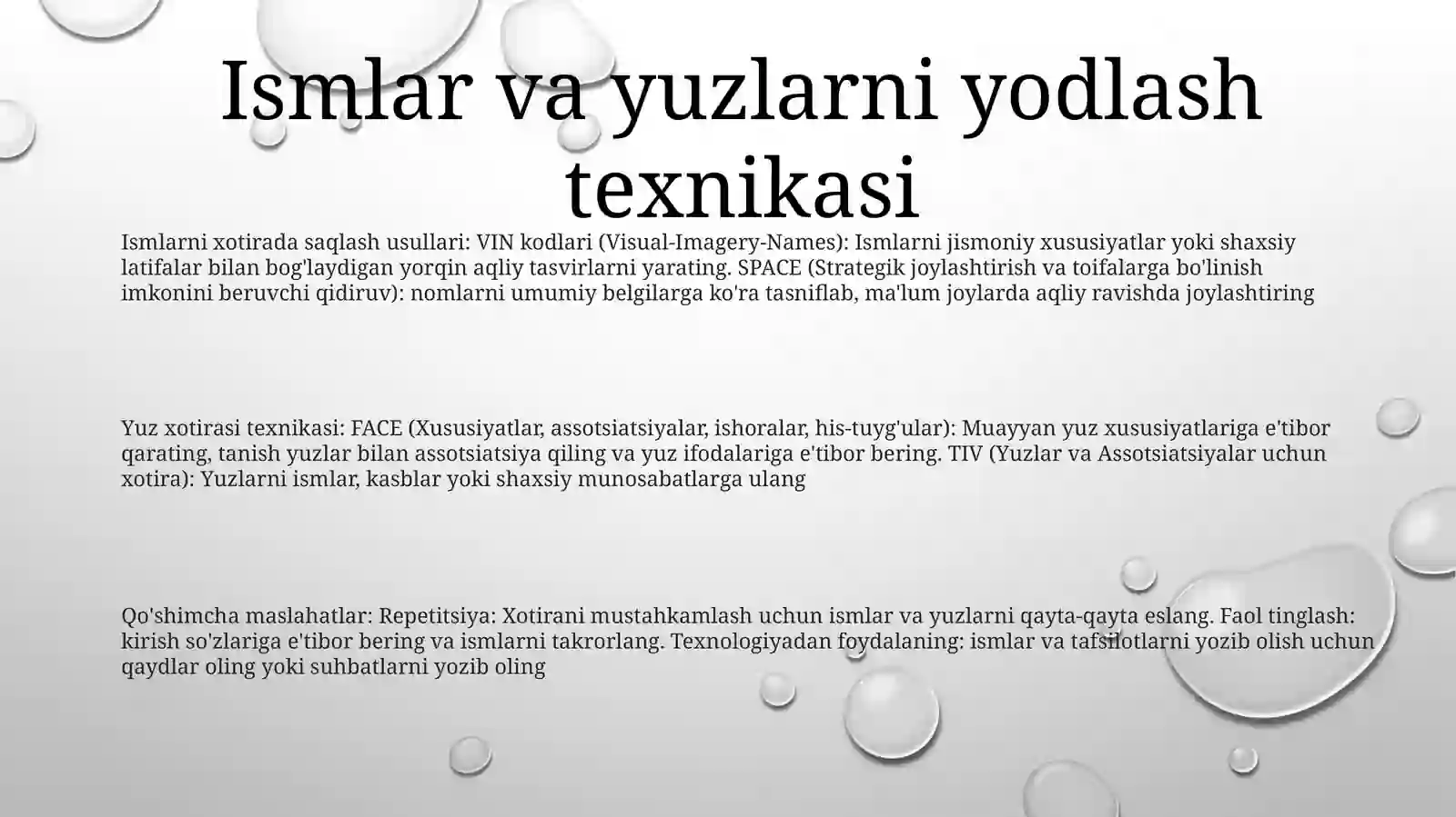 Xotirani Kuchaytirish Yollari 2