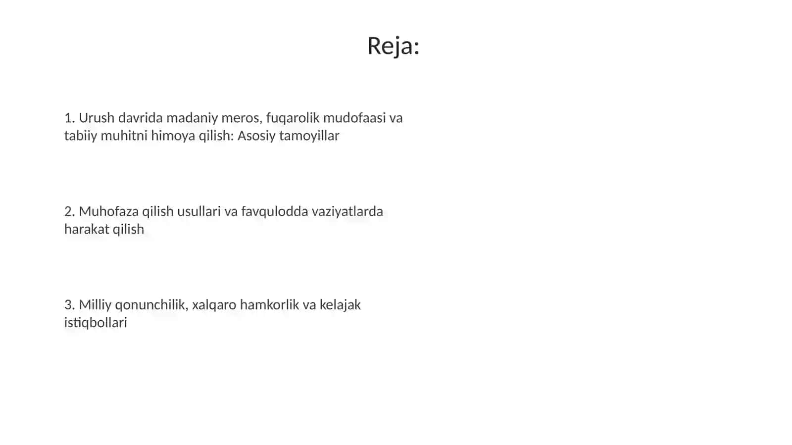 Urush paytida madaniy meros, fuqarolik mudofaasi va tabiiy muhitni himoya qilish 2