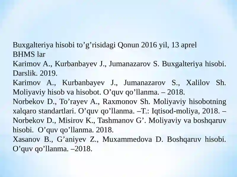 Moliyaviy va boshqaruv hisobi 2