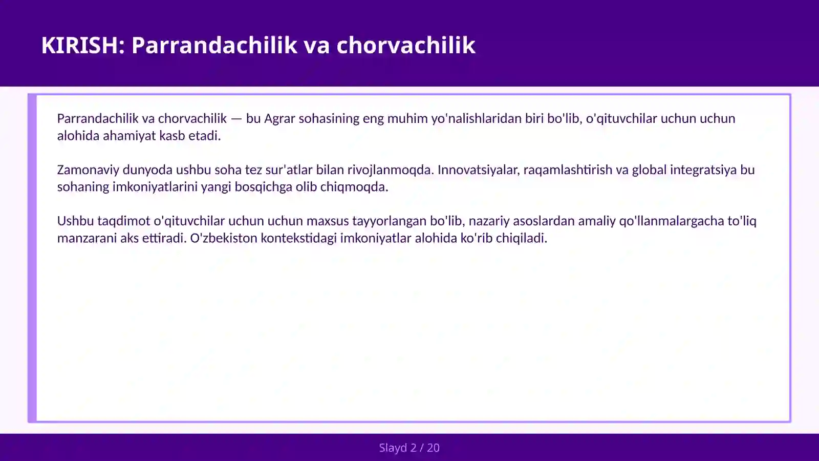 Parrandachilik va chorvachilik 2