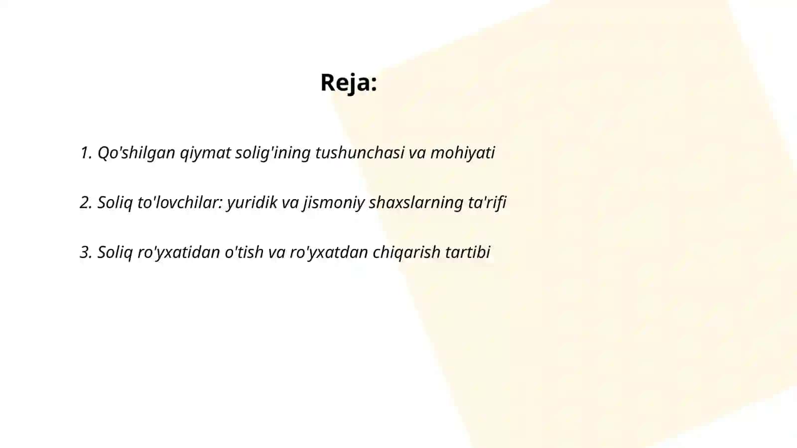 Qo 'shilgan qiymat solig 'i: soliq to 'lovchilar va soliq solish obekti 2