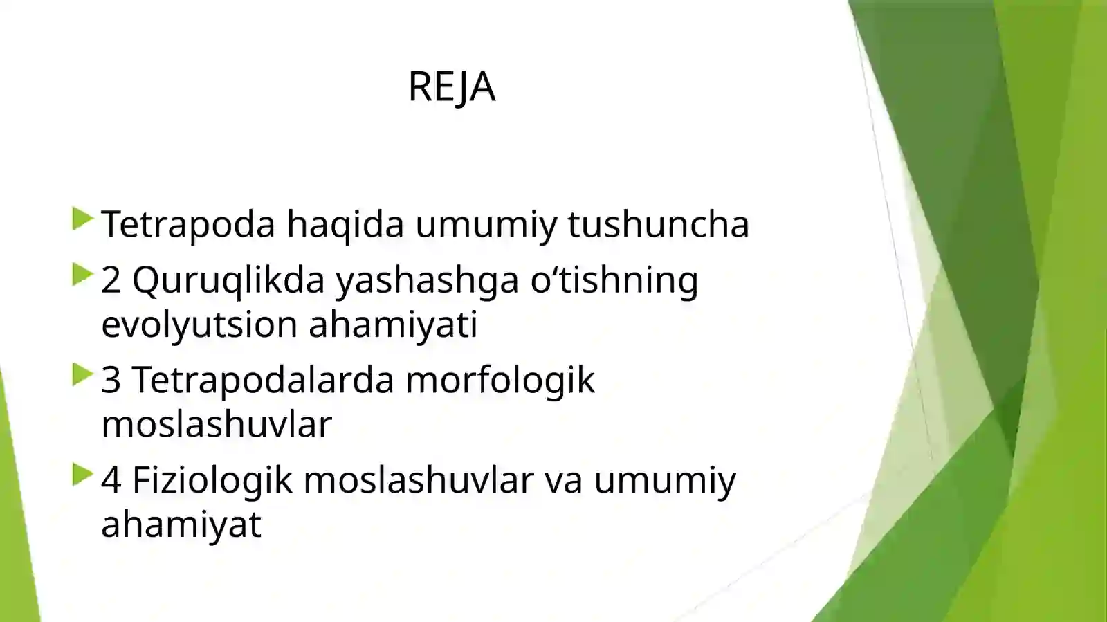 Tetrapodakattasinfigamansubhayvonlarningquruqlikdayashashinita’minlovchimorfofiziologikbelgivaxususiyatlar 2