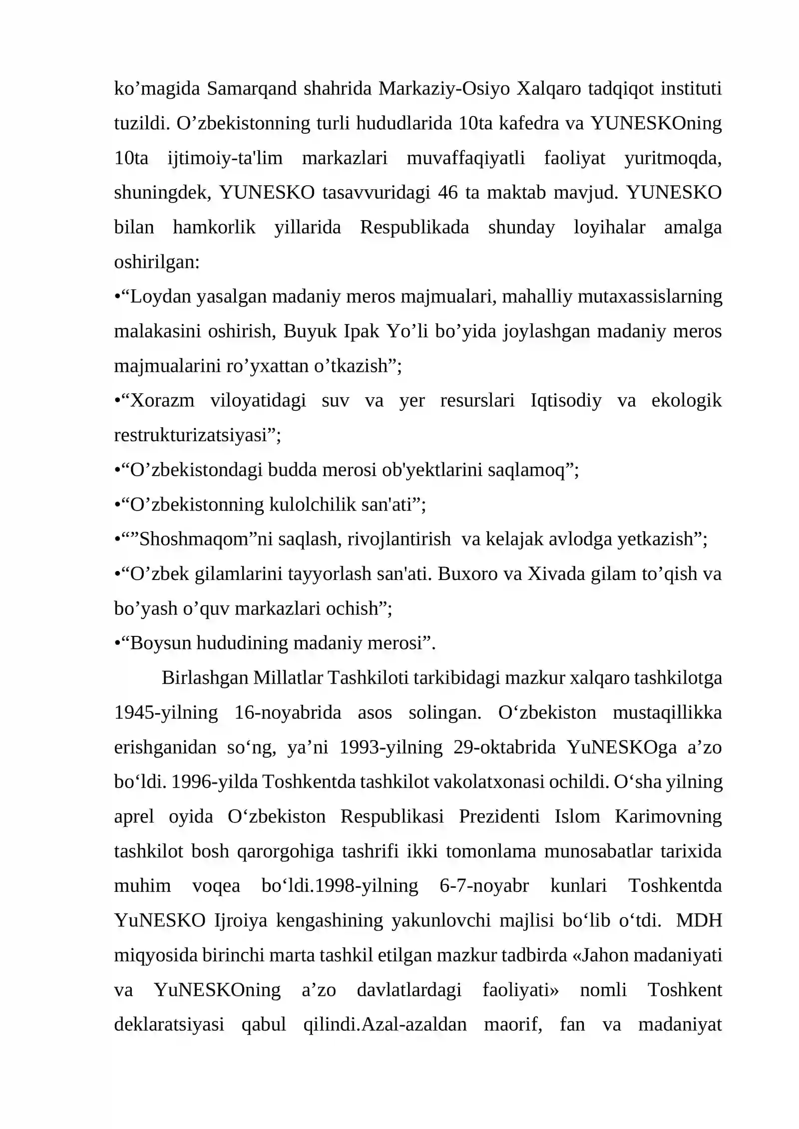 O'zbekiston va YUNESKO munosabatlari 2