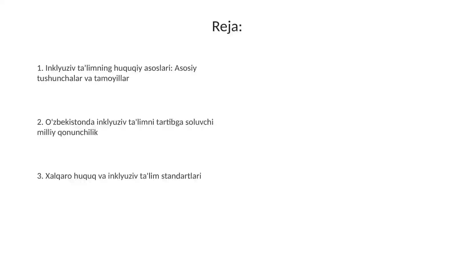 Inkuliziv talimning huquqiy asoslarini aks ettiruvchi hujjatlar bilan ishlash 2