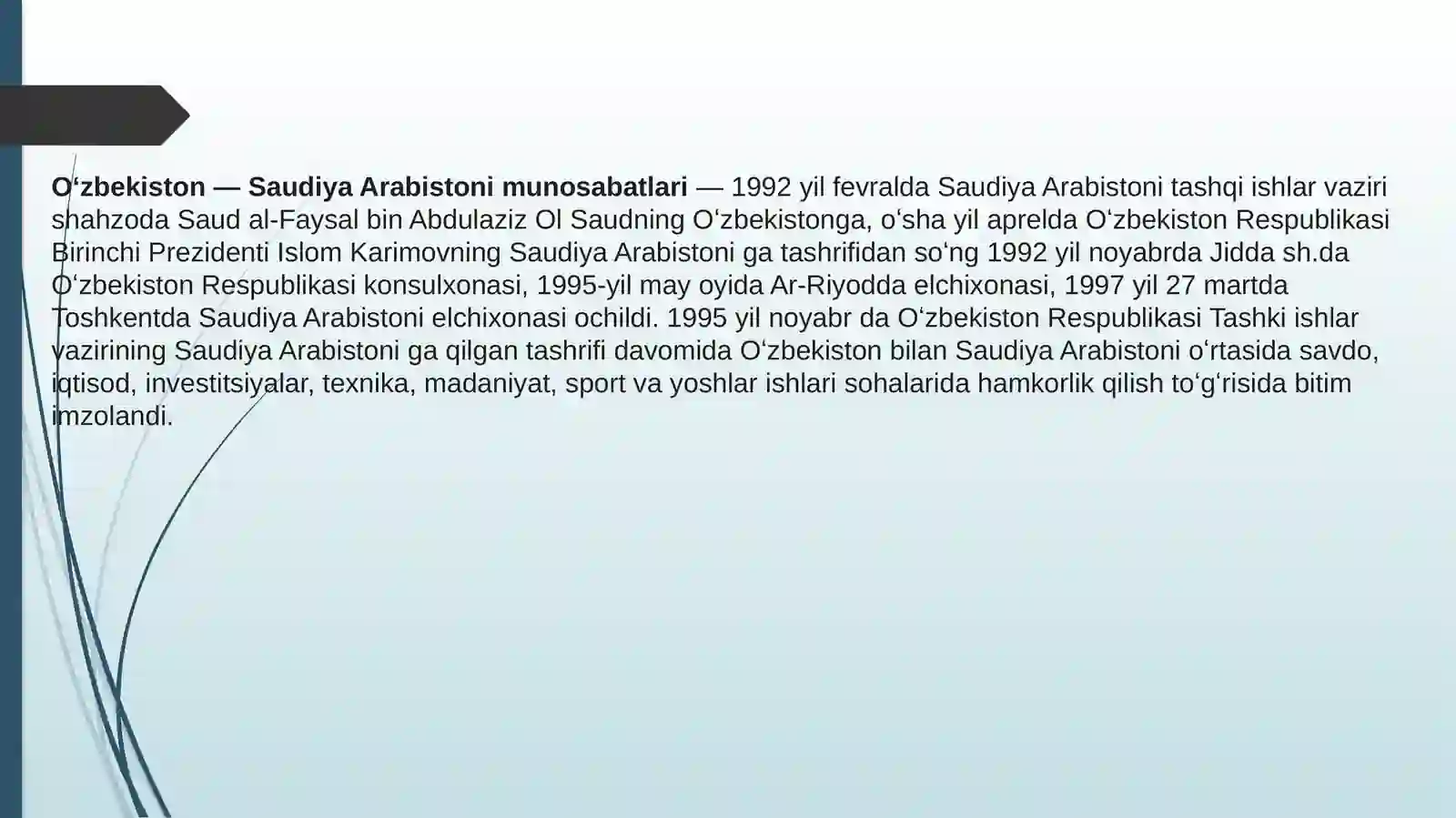 Oʻzbekiston va Saudiya Arabiston Iqtisodiy aloqalari 2