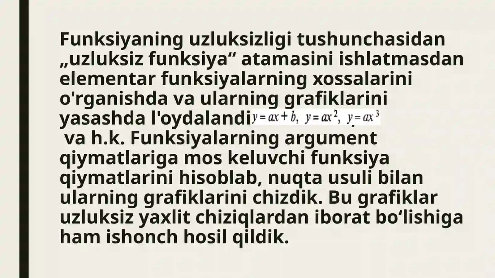 UZLUKSIZ FUNKSIYALAR VA ULARNING XOSSALARI 2