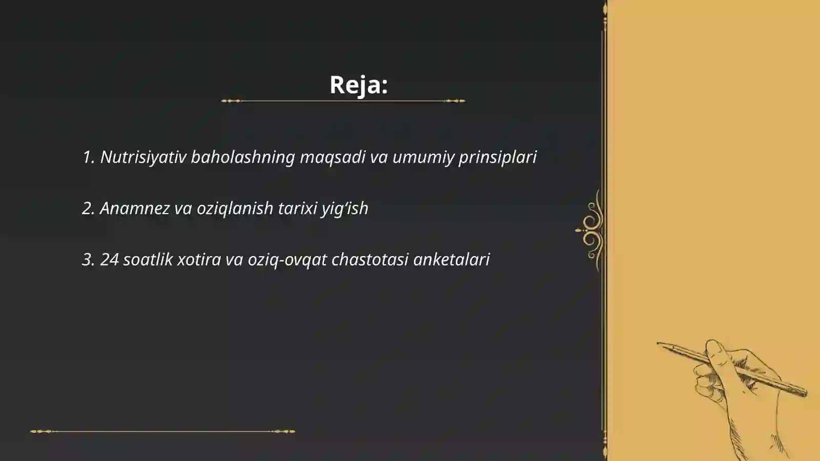 Nutrisiyativ statusini aniqlash bosqichlari 2