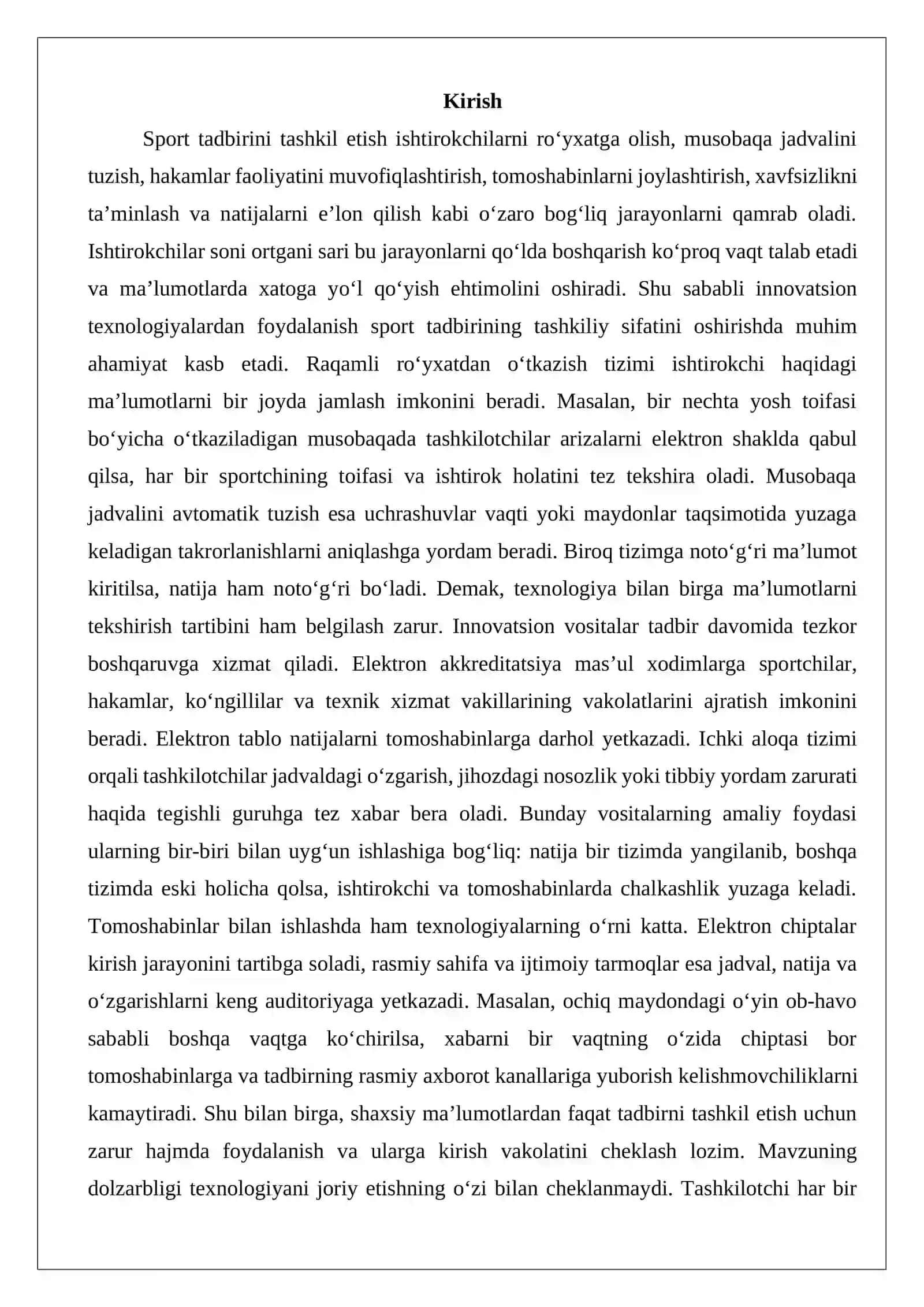 Zamonaviy sport tadbirlarini tashkil etishda innovatsion texnologiyalardan foydalanish 2