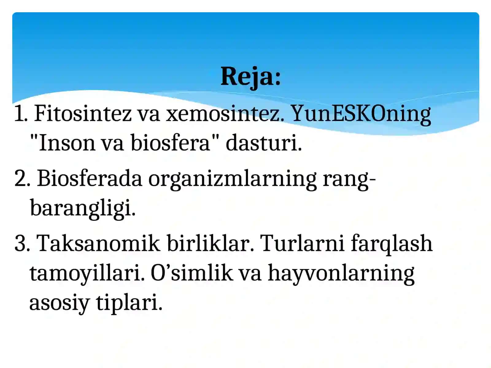 ORGANIZMLARNING TARQALISH OMILLARI. ABIOTIK OMILLAR 2
