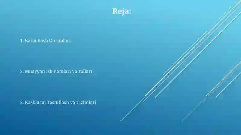 Kasblarning umumiy klassifikatsiyasi va tiplari turkumlari 2