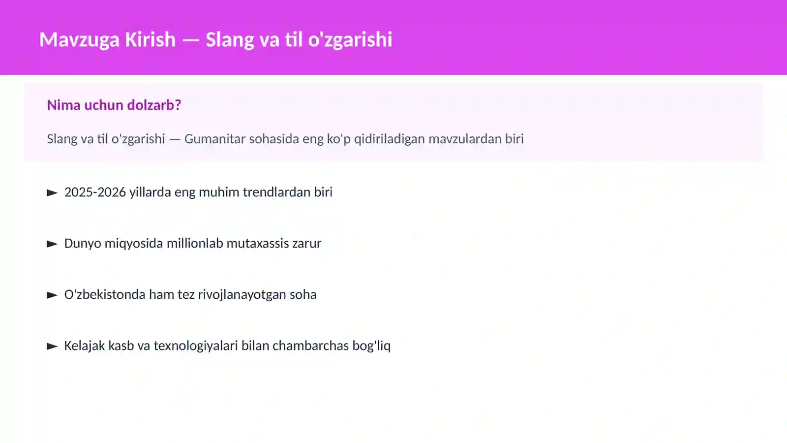 Slang va til o'zgarishi 2