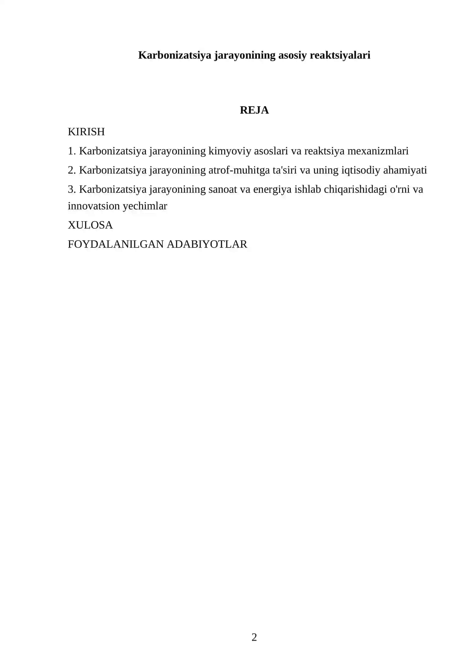 KALSINATSIYALANGAN SODA TEXNOLOGIYASI FANIDAN TAYYORLAGAN MUSTAQIL ISHI 2