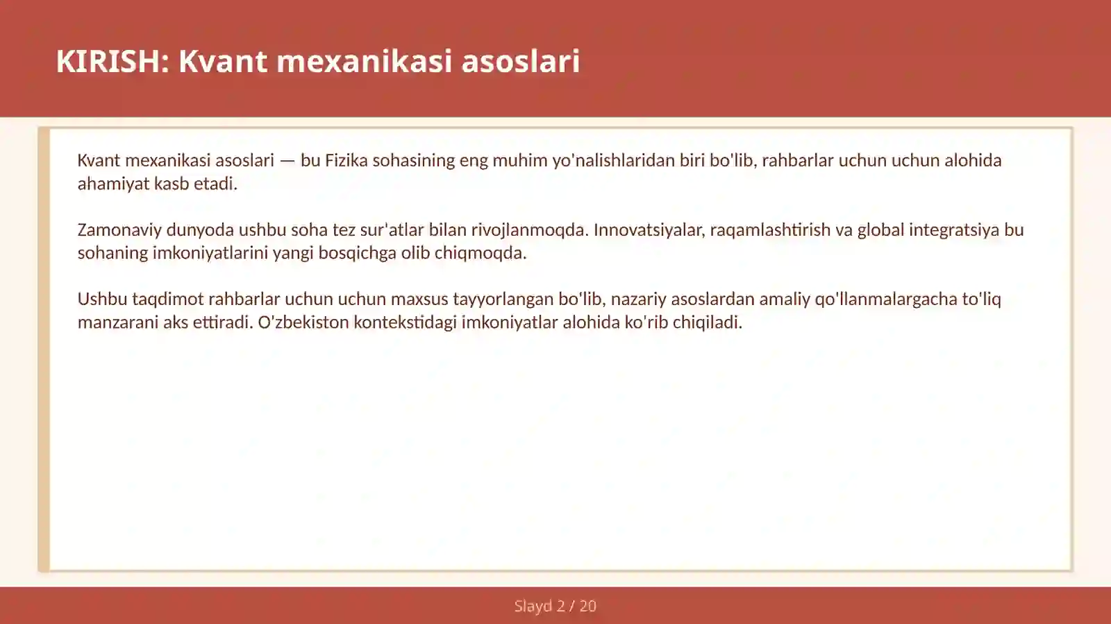 KVANT MEXANIKASI ASOSLARI 2