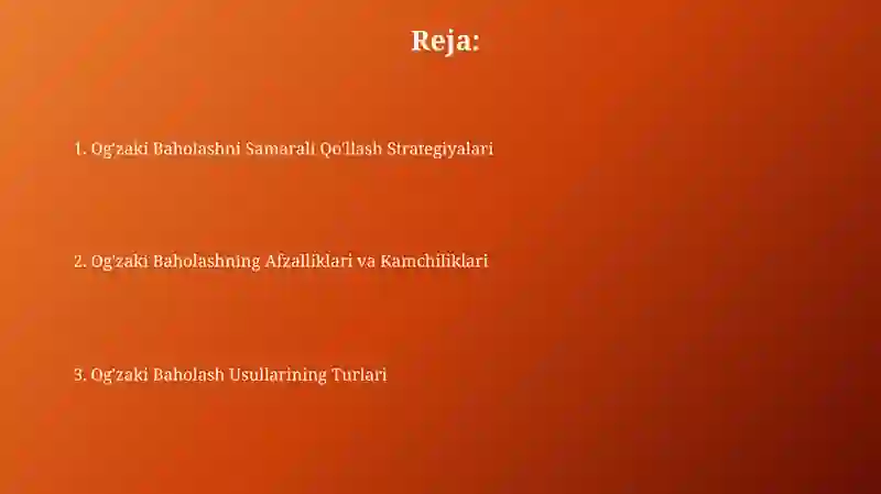 Og'zaki Baholash Usullari 2