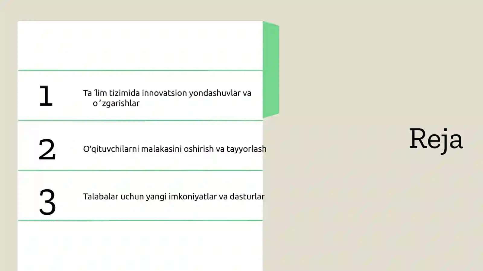 Taʼlim sohasida amalga oshirilgan islohatlar 2