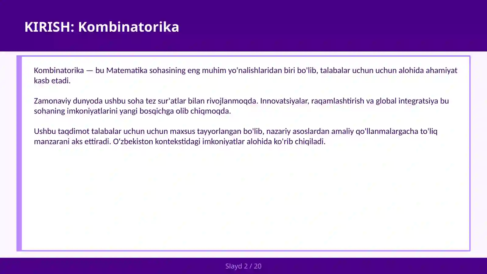 KOMBINATORIKA 2