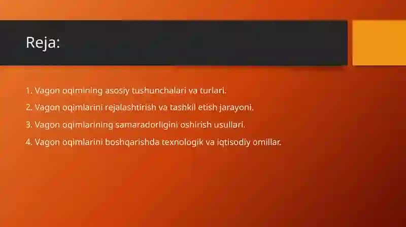 Vagon oqimlarini tashkil etishning nazariyasi 2