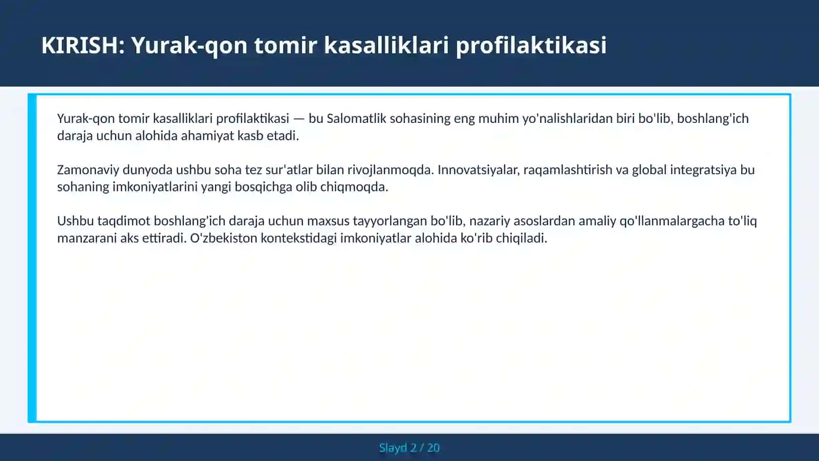 Yurak-qon tomir kasalliklari profilaktikasi 2