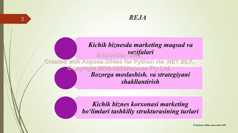 Biznes va tadbirkorlik. 6-ma’ruza: Biznes va tadbirkorlik sub’ektlarida marketing faoliyatini tashkil etish 2
