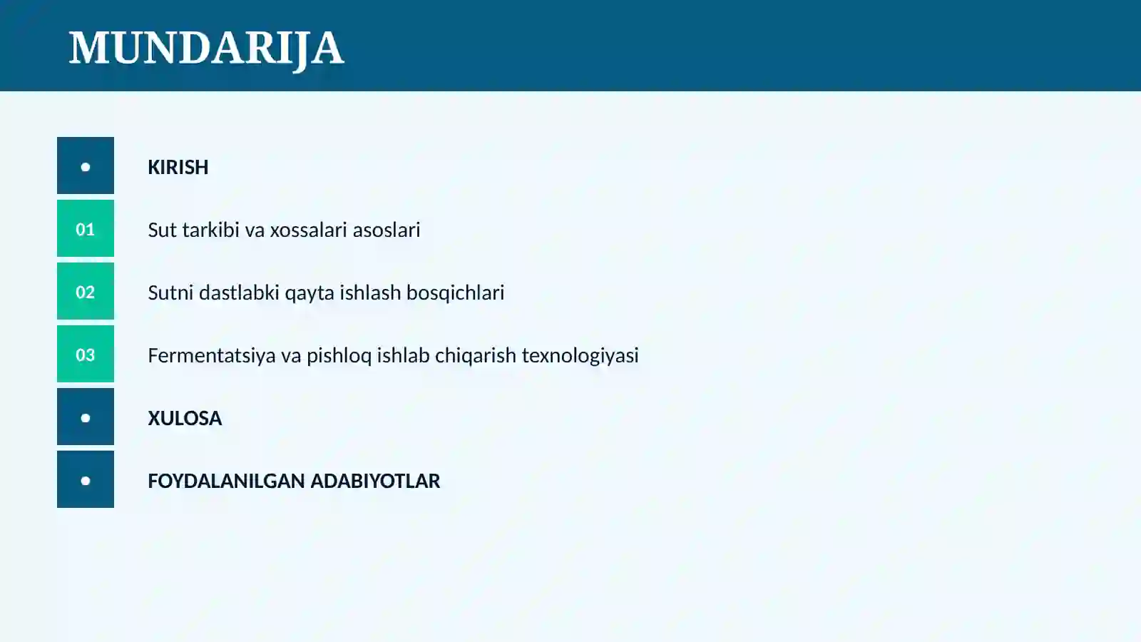 SUTNI QAYTA ISHLASH VA SUT MAHSULOTLARI ISHLAB CHIQARISH TEXNOLOGIYASI 2
