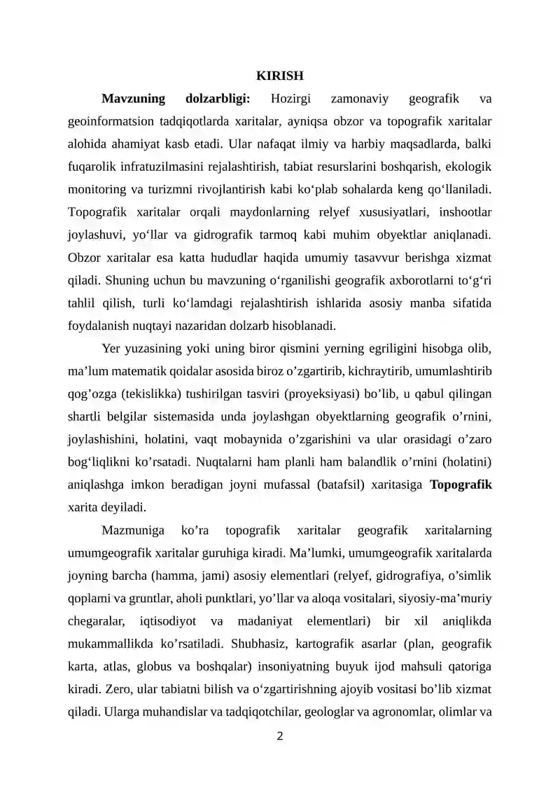 Xaritalarning Tasniflanishi va Yaratilishi 2
