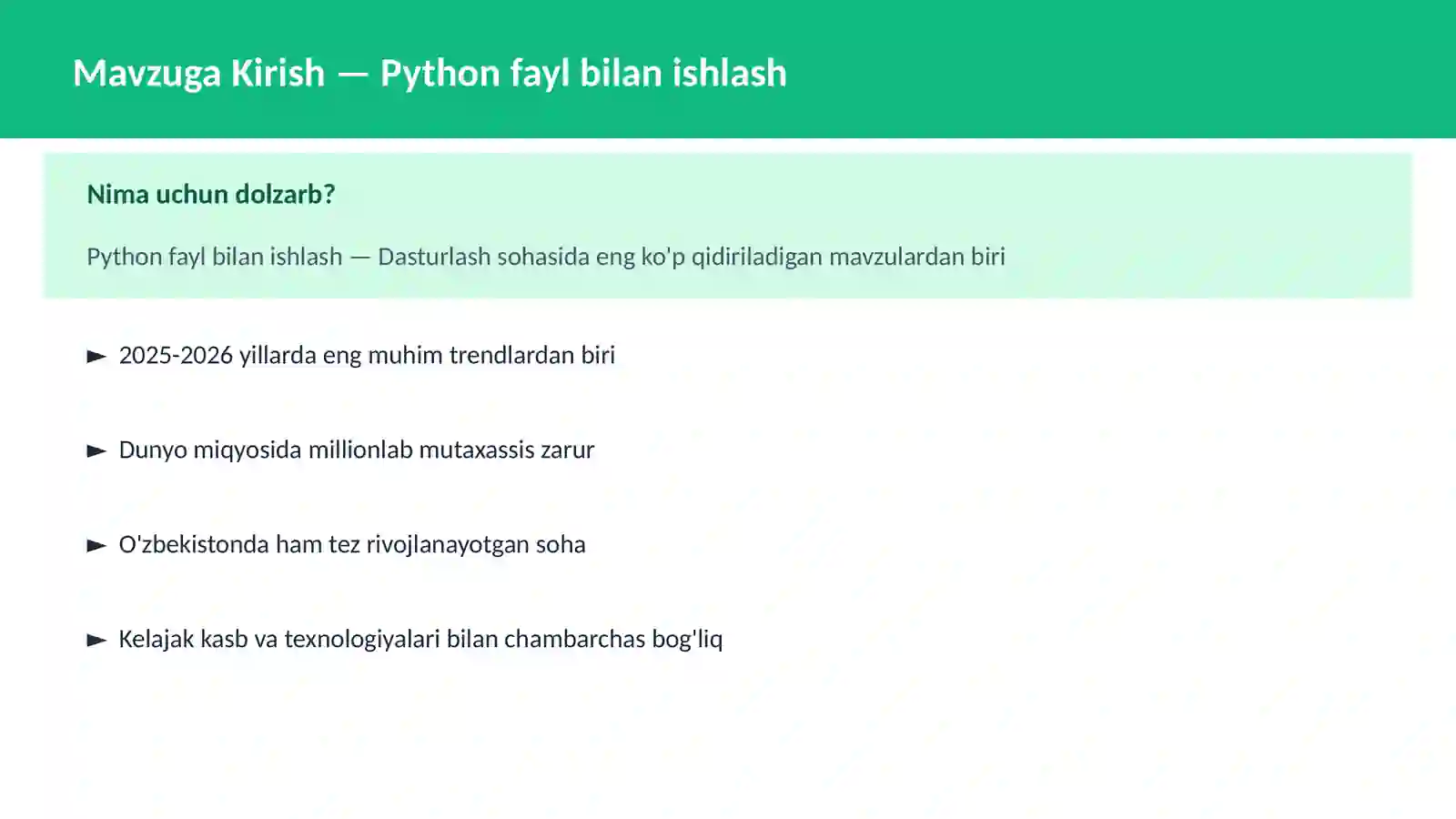 Python fayl bilan ishlash 2