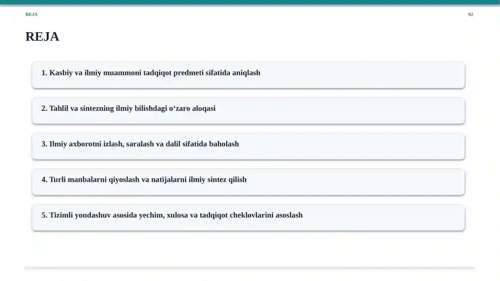 Boshlang‘ich matematik ta’limga oid ilmiy tadqiqot usullari va metodlari 2