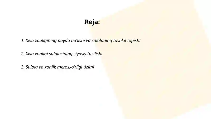 Xiva xonligi sulolasi 2