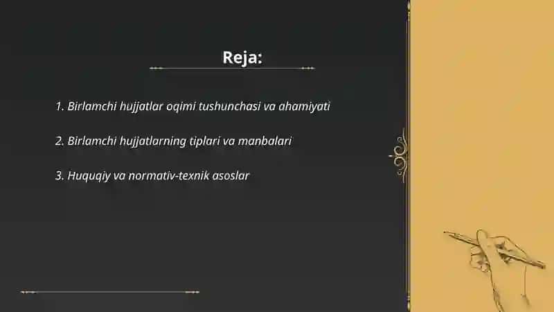 Birlamchi hujjatlar oqimi 2