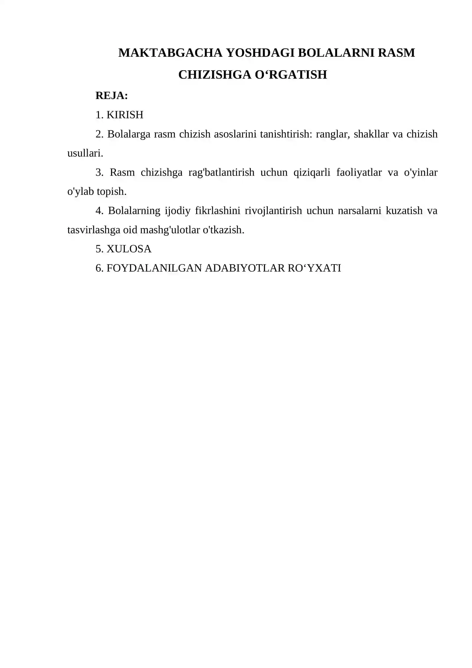 MAKTABGACHA YOSHDAGI BOLALARNI RASM CHIZISHGA O‘RGATISH 2