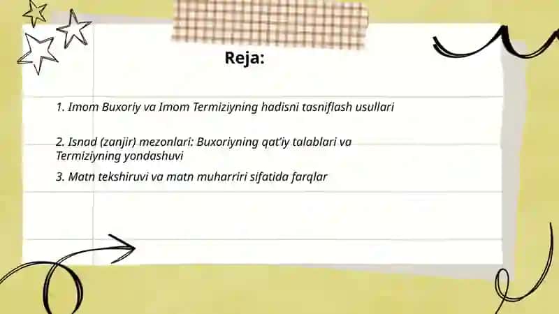 Imom Buxoriy va Imom Termiziyning hadis ilmiga qoʻshgan hissalarini qiyosiy tahlili 2