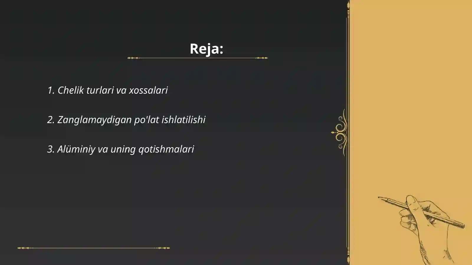 Injenerlik konstruksiyalarda qo'llaniladigan metallar 2