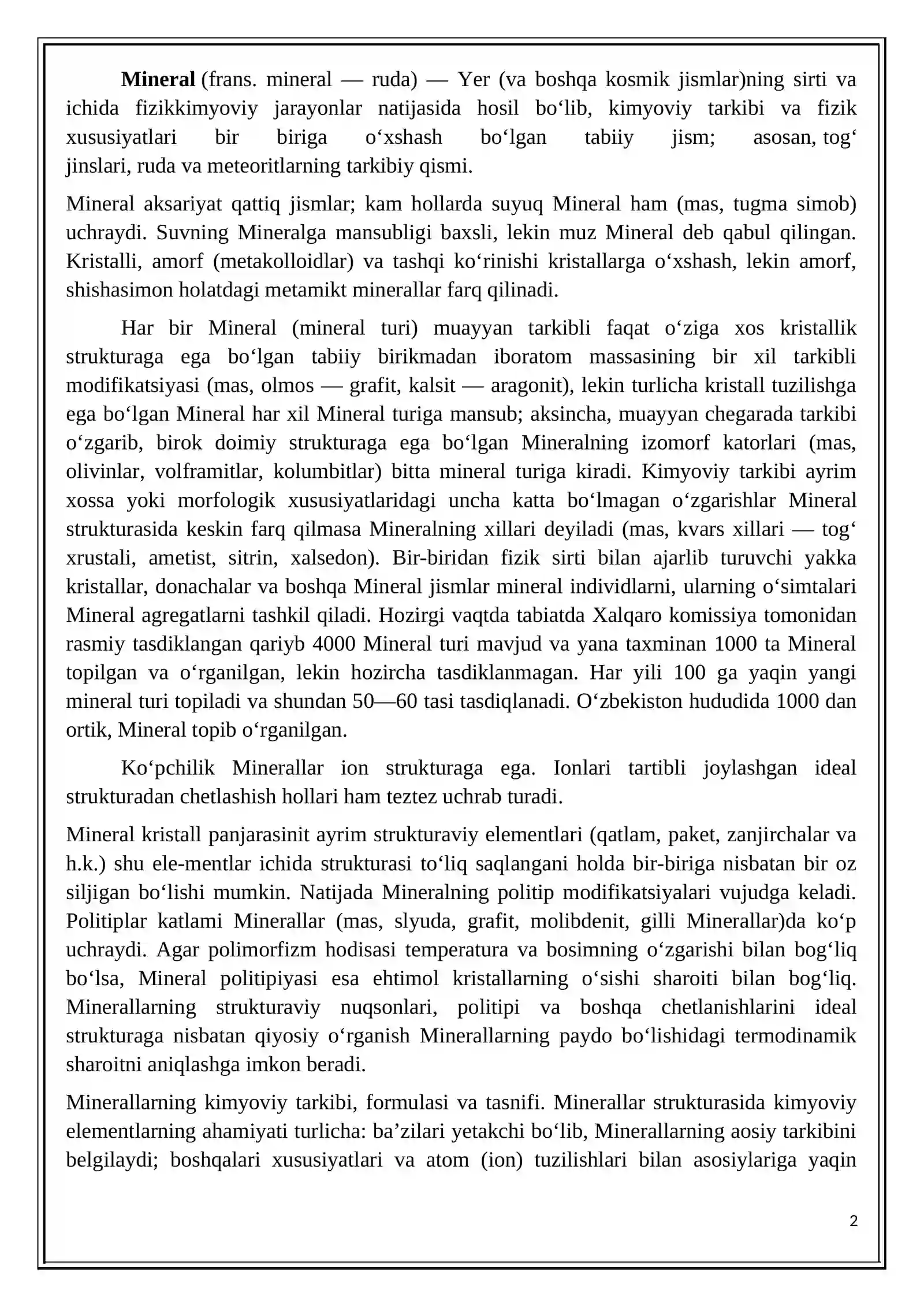 Minerallarning kimyoviy tarkibi 2