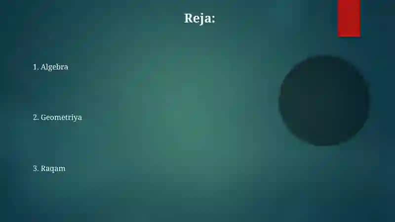 TIMS xalqaro baholash dasturida matimatikaga oid mazmun sohalari 2