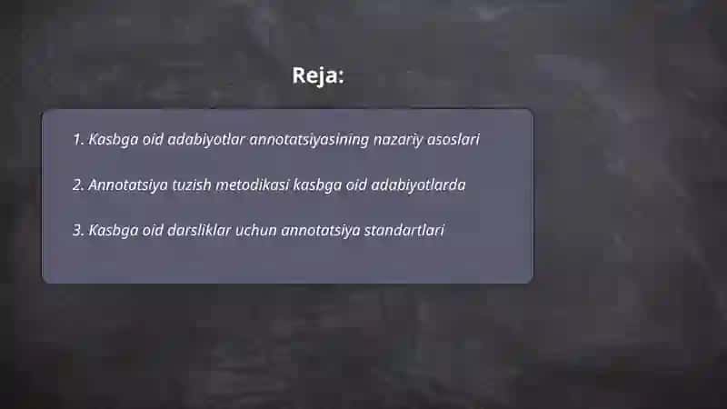 kasbga oid adabiyotlar annotatsiyasi 2