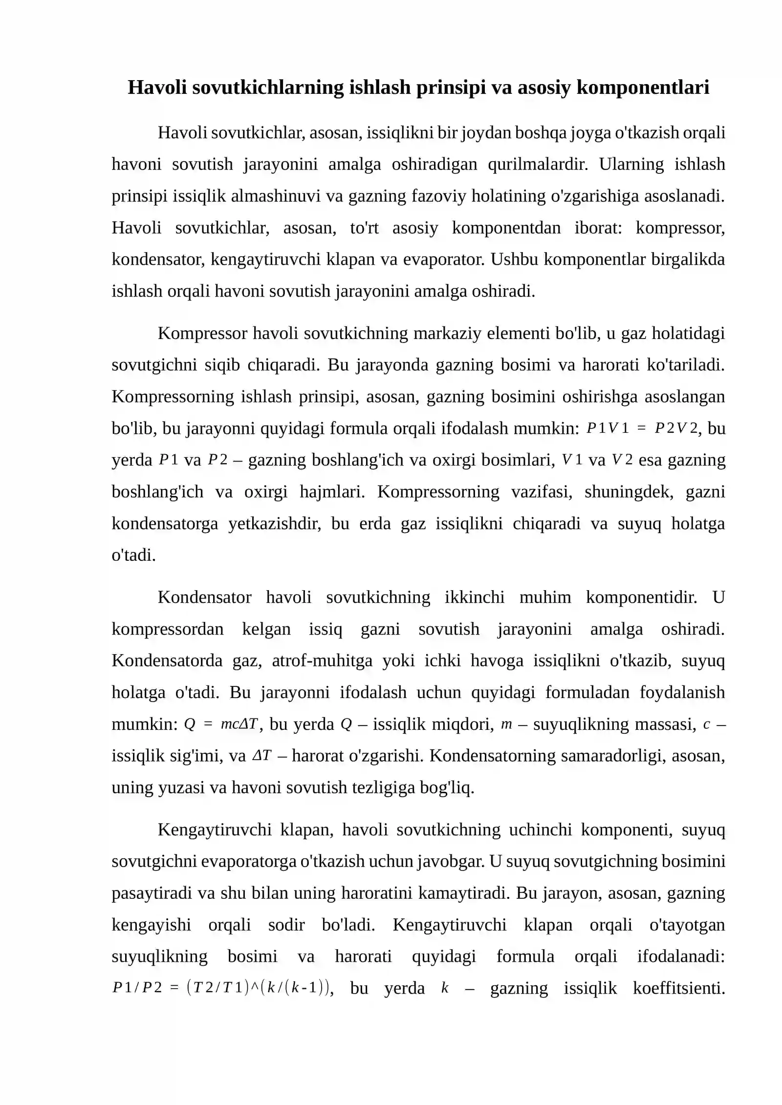 Havoli sovutkichlarni xisoblash haqida 2